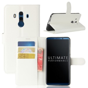 Чехол портмоне подставка для Huawei Mate 10 Pro с магнитной защелкой и отделениями для карт Белый