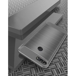 Матовый силиконовый чехол для Huawei P Smart с текстурным покрытием металлик Серый