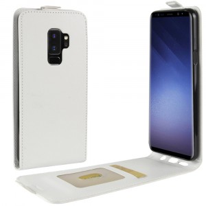 Глянцевый водоотталкивающий чехол вертикальная книжка на силиконовой основе с отсеком для карт на магнитной защелке для Samsung Galaxy S9 Plus Белый