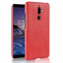 Чехол задняя накладка для Nokia 7 Plus с текстурой кожи крокодила, цвет Красный