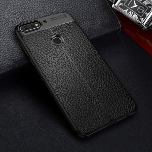 Матовый силиконовый чехол для Huawei Honor 7C Pro с текстурным покрытием металлик Черный