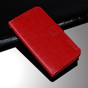 Глянцевый водоотталкивающий чехол портмоне подставка на силиконовой основе с отсеком для карт на магнитной защелке для Alcatel 1X Красный