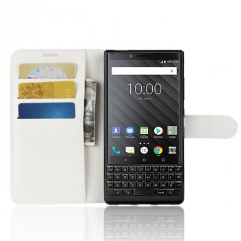 Чехол портмоне подставка для BlackBerry KEY2 с магнитной защелкой и отделениями для карт Белый