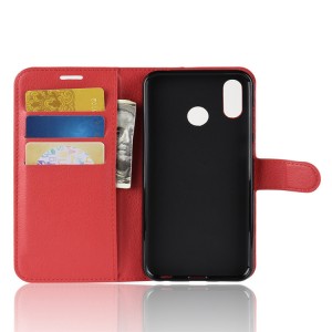 Чехол портмоне подставка на силиконовой основе с отсеком для карт на магнитной защелке для Huawei Honor Play  Красный