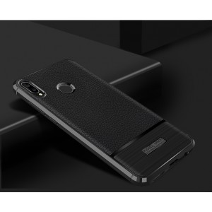 Чехол задняя накладка для Huawei Honor Play с текстурой кожи Черный