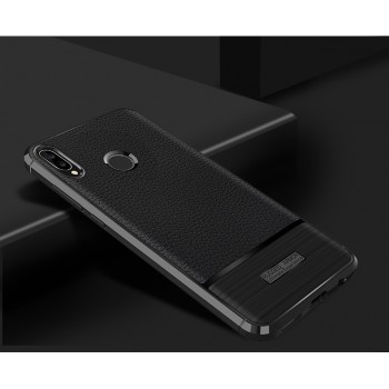 Чехол задняя накладка для Huawei Honor Play с текстурой кожи Черный
