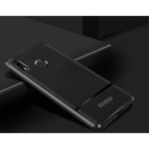 Силиконовый чехол накладка для Huawei Nova 3 с текстурой кожи Черный