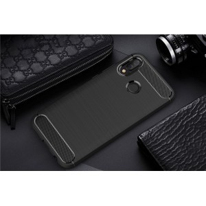 Матовый силиконовый чехол для Huawei Nova 3 с текстурным покрытием металлик Черный