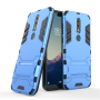 Противоударный двухкомпонентный силиконовый матовый непрозрачный чехол с поликарбонатными вставками экстрим защиты с встроенной ножкой-подставкой для Nokia 6.1 Plus , цвет Синий