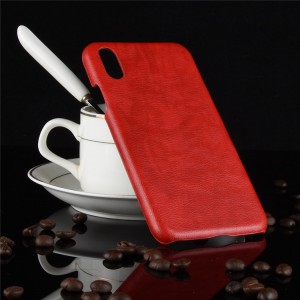 Пластиковый непрозрачный матовый чехол с текстурным покрытием Кожа для Iphone Xs Max  Красный