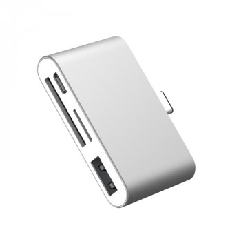 Матовый металлический хаб USB Type-C 4в1 (USB2.0, microUSB, SD, microSD) Белый
