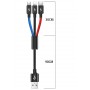 Интерфейсный кабель-хаб 3в1 (USB - Lightning/MicroUSB/Type-C) в тканевой оплетке 1.2м