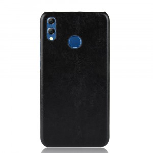 Пластиковый непрозрачный матовый чехол накладка с текстурным покрытием Кожа для Huawei Honor 8X Черный