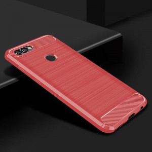 Силиконовый матовый непрозрачный чехол с текстурным покрытием Металлик для Huawei Y9 (2018) Красный