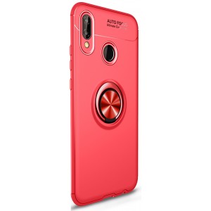 Силиконовый матовый непрозрачный чехол с встроенным кольцом-подставкой для Huawei Nova 3i  Красный