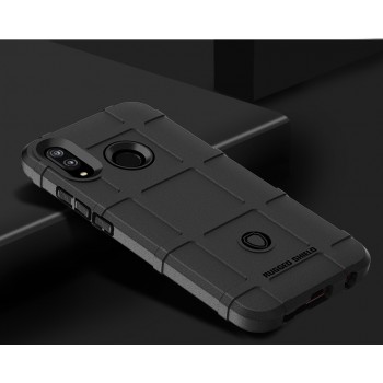 Силиконовый матовый непрозрачный чехол с текстурным покрытием Клетка для Huawei P20 Lite  Черный
