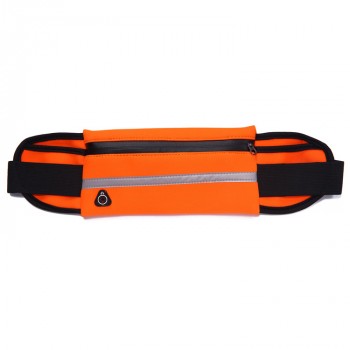 Спортивная влагозащищенная поясная сумка для гаджетов до 7 дюймов с тремя отделениями, отверстием для наушников и светоотражающей полосой на эластичном ремне с застежкой Оранжевый