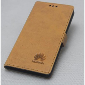 Винтажный кожаный чехол горизонтальная книжка подставка на силиконовой основе на магнитной защелке для Huawei Honor 6C  Бежевый