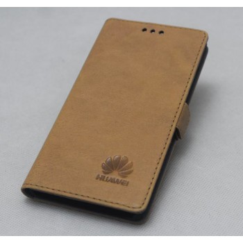 Винтажный кожаный чехол горизонтальная книжка подставка на силиконовой основе на магнитной защелке для Huawei Mate 9 Pro  Бежевый