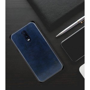 Чехол задняя накладка для OnePlus 6T с текстурой кожи Синий