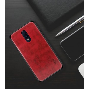 Чехол задняя накладка для OnePlus 6T с текстурой кожи Красный