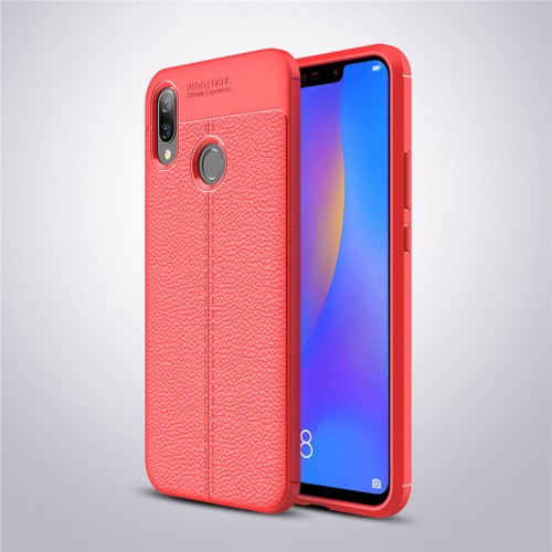 Силиконовый чехол накладка для Huawei Honor 8C с текстурой кожи, цвет Красный