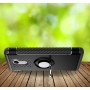Двухкомпонентный силиконовый матовый непрозрачный чехол с поликарбонатной крышкой и встроенным кольцом-подставкой для Xiaomi RedMi 4, цвет Черный