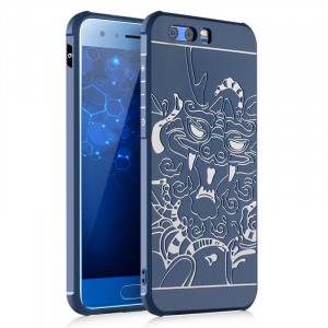 Силиконовый матовый непрозрачный чехол с текстурным покрытием Дракон для Huawei Honor 8 Синий