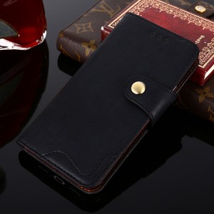 Винтажный чехол портмоне подставка на силиконовой основе с отсеком для карт на крепежной застежке для Meizu M8 Lite Черный