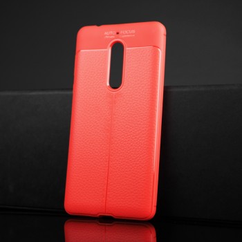 Чехол задняя накладка для Nokia 5 с текстурой кожи Красный
