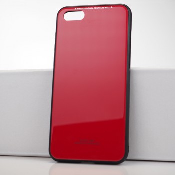 Силиконовый матовый непрозрачный чехол с стеклянной накладкой для Huawei Honor 7A/Y5 Prime (2018) Красный