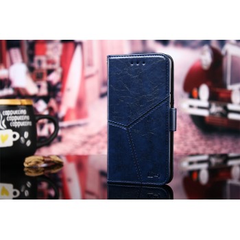 Винтажный чехол портмоне подставка на силиконовой основе с отсеком для карт и текстурным покрытием Линии на магнитной защелке для ASUS ZenFone Max Pro M2 Синий