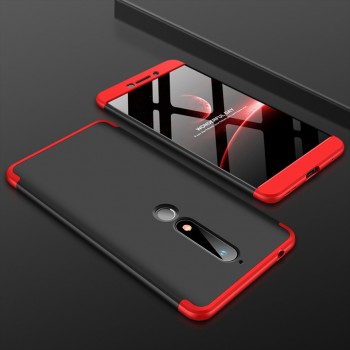 Двухкомпонентный сборный двухцветный пластиковый матовый чехол для Nokia 6 (2018) Красный