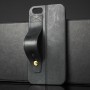 Силиконовый матовый непрозрачный чехол с текстурным покрытием Кожа и петлей-держателем для Iphone 5s/5/SE, цвет Черный