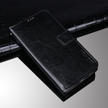 Глянцевый водоотталкивающий чехол портмоне подставка на силиконовой основе с отсеком для карт на магнитной защелке для Huawei Honor 6C Черный