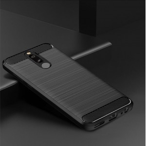 Силиконовый матовый непрозрачный чехол с текстурным покрытием Металлик для Huawei Nova 2i Черный