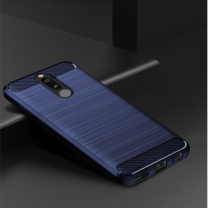Силиконовый матовый непрозрачный чехол с текстурным покрытием Металлик для Huawei Nova 2i Синий