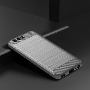 Силиконовый матовый непрозрачный чехол с текстурным покрытием Металлик для Huawei P10 Plus Серый