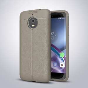 Чехол задняя накладка для Motorola Moto E4 Plus с текстурой кожи Серый