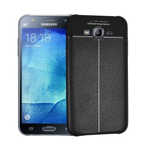 Чехол задняя накладка для Samsung Galaxy J5 с текстурой кожи Черный