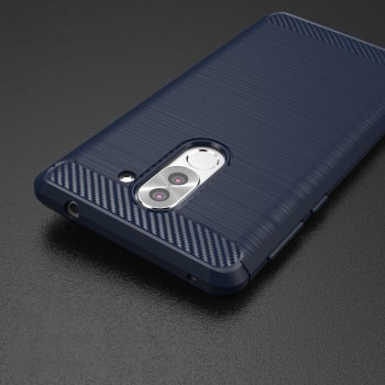 Силиконовый матовый непрозрачный чехол с текстурным покрытием Металлик для Huawei Honor 6X Синий