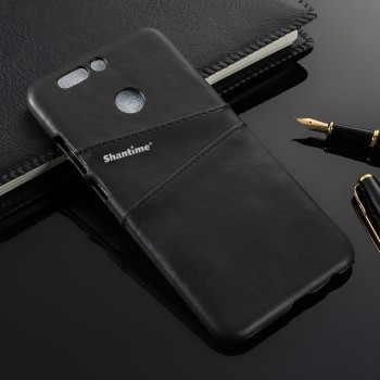 Чехол задняя накладка для Huawei Nova 2 Plus с текстурой кожи Черный