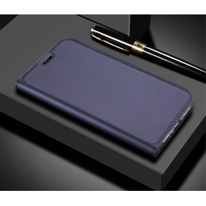 Глянцевый водоотталкивающий чехол флип подставка на силиконовой основе с отсеком для карт для ASUS ZenFone 5 Lite Синий
