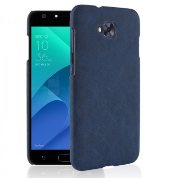 Чехол задняя накладка для ASUS ZenFone 4 Selfie с текстурой кожи Синий