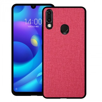 Силиконовый матовый непрозрачный чехол с текстурным покрытием Ткань для Huawei Y7 (2019)  Красный