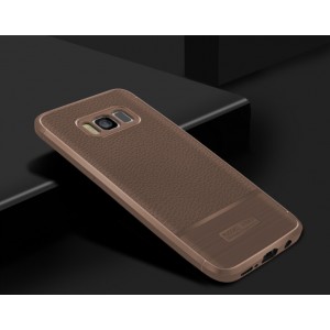Чехол задняя накладка для Samsung Galaxy S8 Plus с текстурой кожи Коричневый
