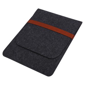 Войлочный мешок с двумя внутренними карманами для ноутбуков 12-12.9 дюймов Черный