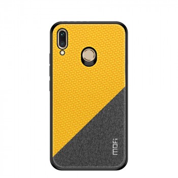 Силиконовый матовый непрозрачный чехол с нескользящими гранями и текстурным покрытием Ткань для Huawei Honor Play Желтый