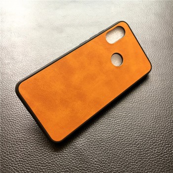Силиконовый матовый непрозрачный чехол с текстурным покрытием Кожа для Huawei Honor Play Оранжевый