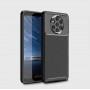 Силиконовый матовый непрозрачный чехол с текстурным покрытием Карбон для Nokia 9 PureView, цвет Черный